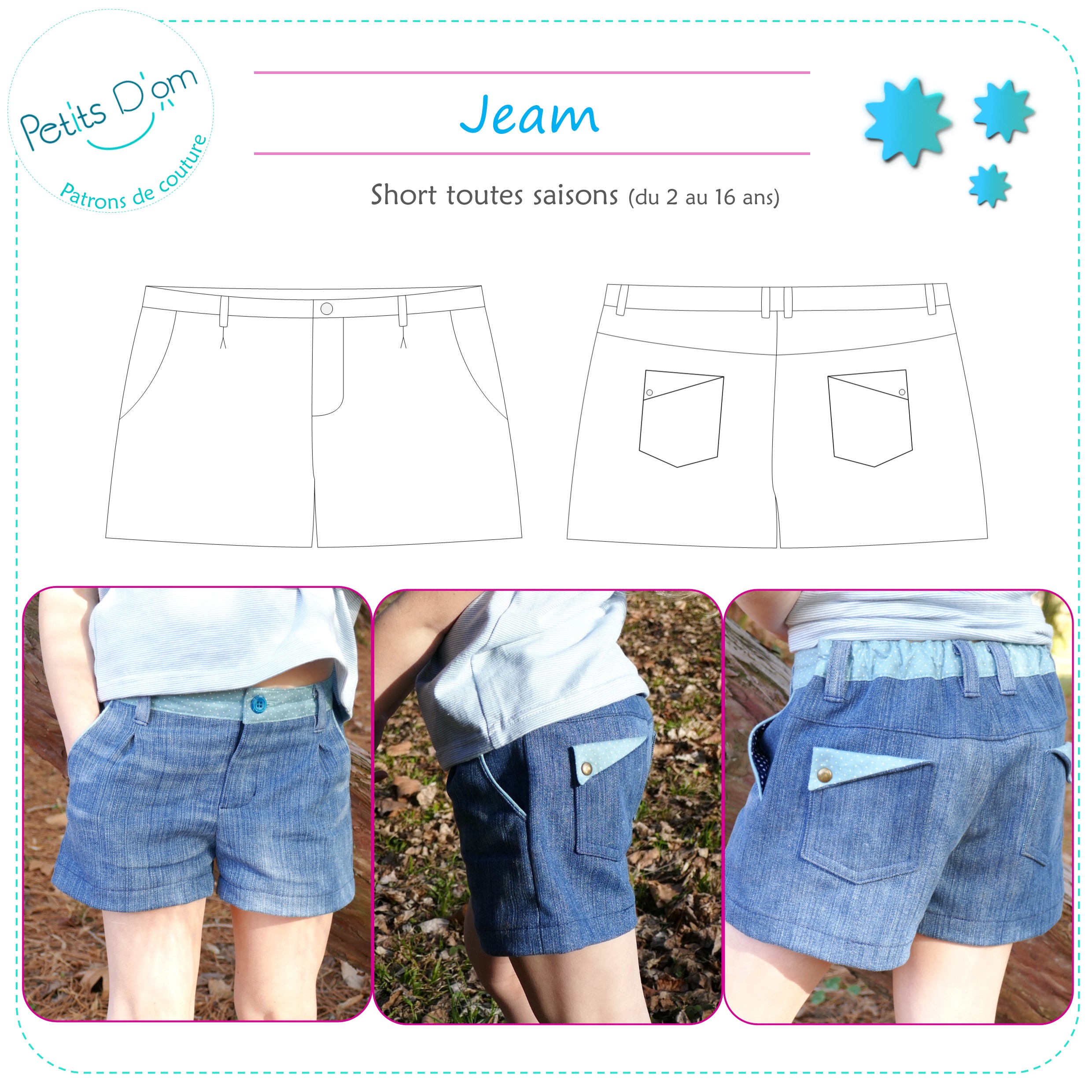 Short En Jean Fille Taille élastique 3-14 Ans - Coupe Ample Et Confortable Pour L'été