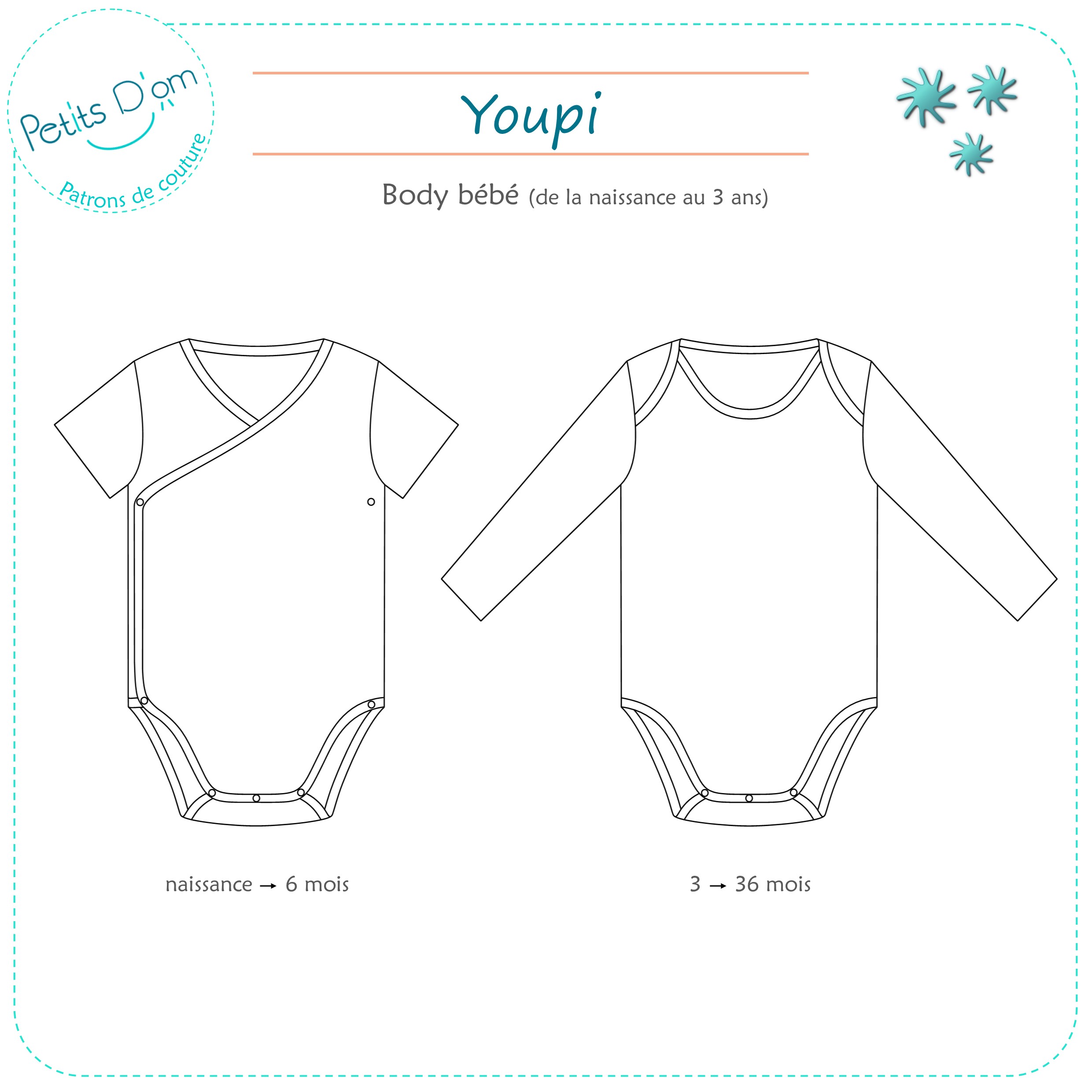 Patron Couture Enfant body bébé YOUPI - PDF