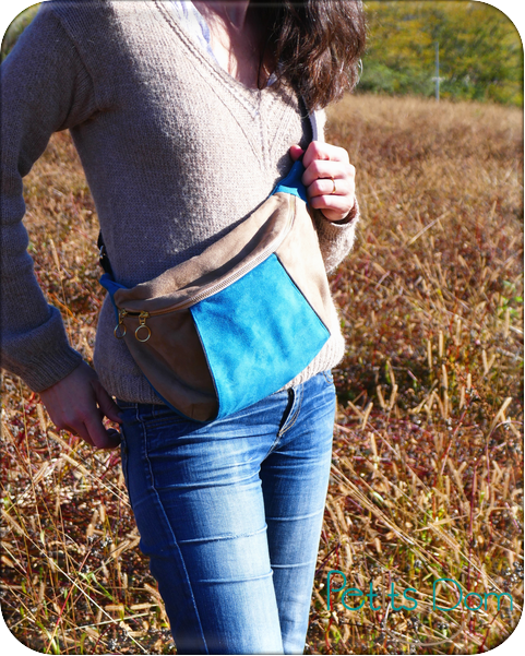 Kit couture sac banane enfant bleu denim et Liberty